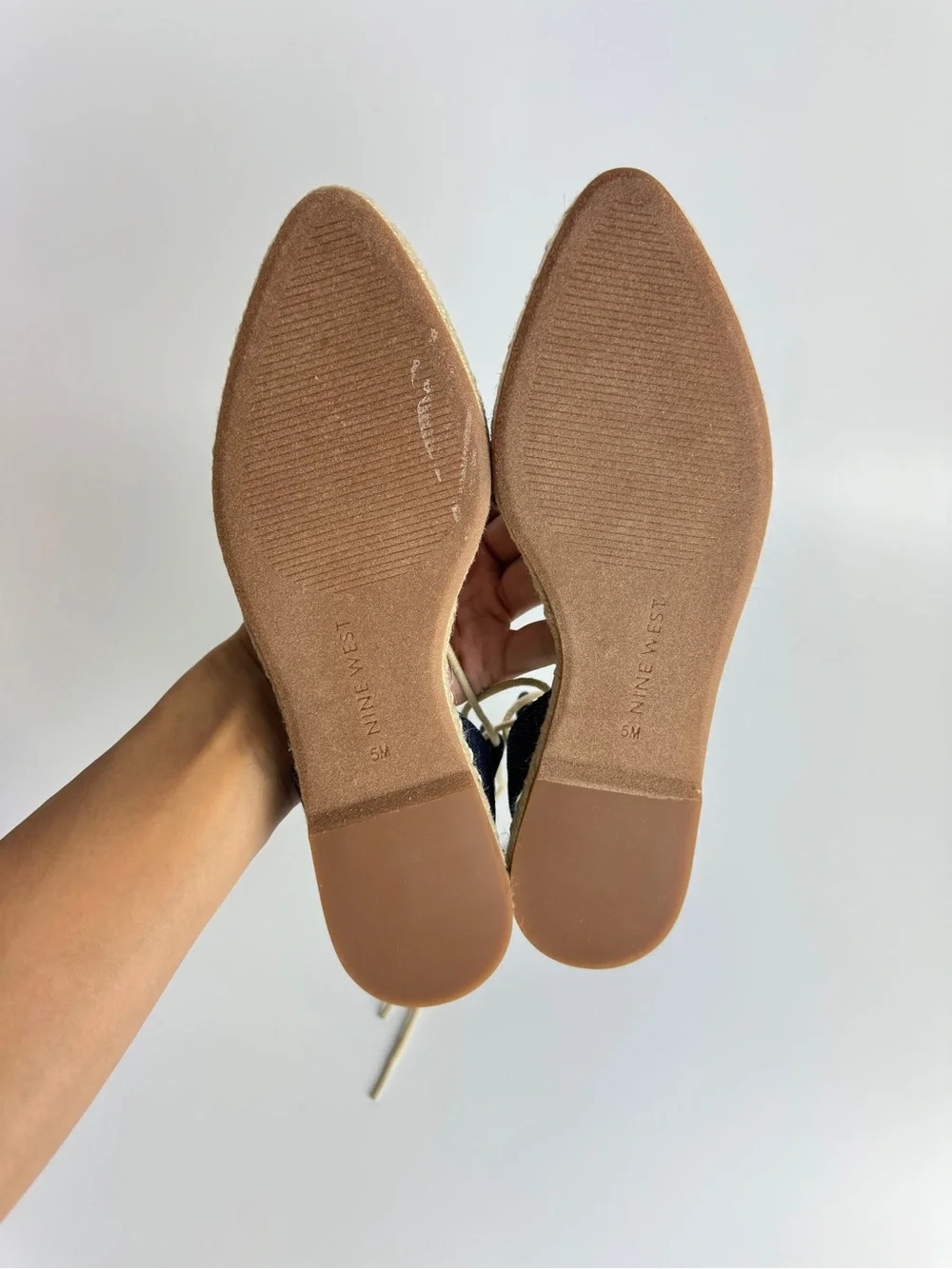 Nine West Navy Denim Lace-Up Espadrille Flats